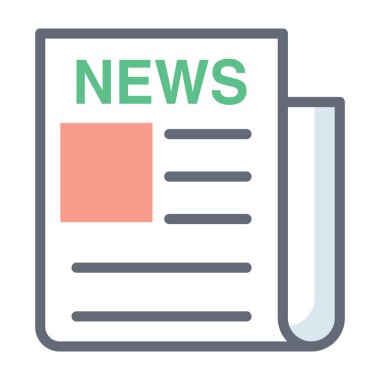 Yazdırılmış medya gazetesi veya bülteni simgesi, düz tasarım