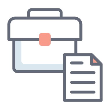 Bir evrak çantalı belge sayfası, iş belgesi vektörünün düz simgesi 