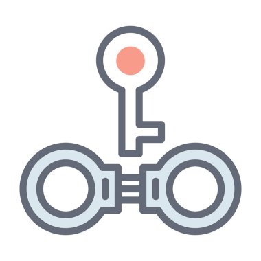 Anahtarlı kelepçeler, düz simge tasarımı 