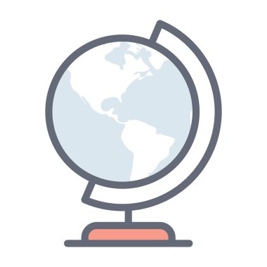 Düz tasarımda Dünya küre simgesi 