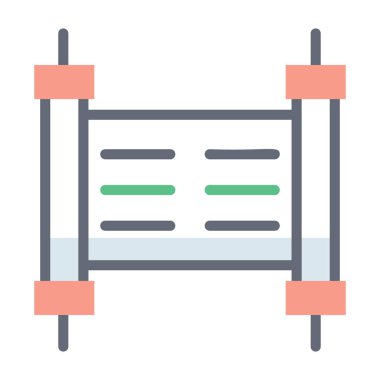 Mezuzah düz simge tasarımı, kapı direği ve kaydırma iletisi kavramı 