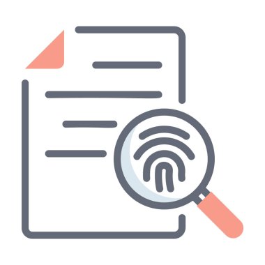 Adli analiz belgesi, rapor vektör tasarımının düz simgesi 