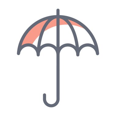 Sigorta veya sigorta tasarımı kavramı, şemsiye vektörünün düz simgesi 