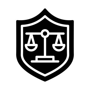 Güvenlik kalkanı içinde hukuk dengesi, kanunları koruma katı vektör tasarımı 