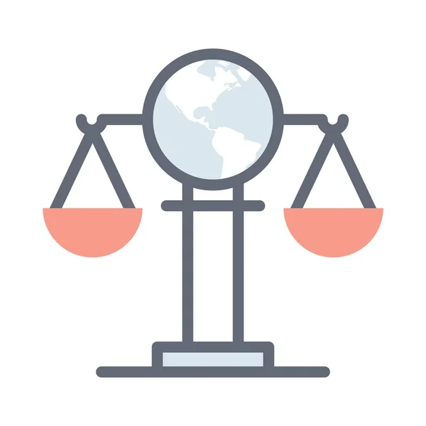 Weltweites Rechtssymbol Flaches Symbol Des Globalen Gerechtigkeitsvektordesigns — Stockvektor