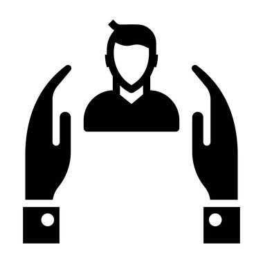 İnsan bakımı ya da insan desteği tasvir eden el ele tutuşan insan avatarı, katı vektör tasarımı