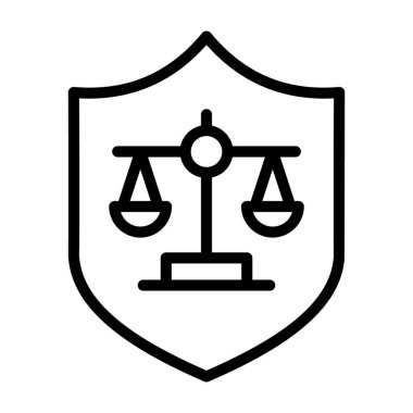 Güvenlik kalkanı içinde hukuk dengesi, kanun koruma hattı vektör tasarımı 