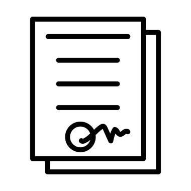 İmzalı belge sayfası, imzalı belge vektörünün satır simgesi 