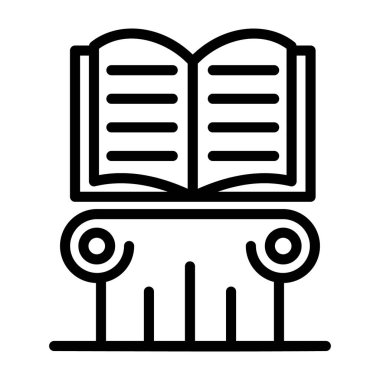 Eğitim hukuku vektör tasarımının satır simgesi üzerine açık kitap 