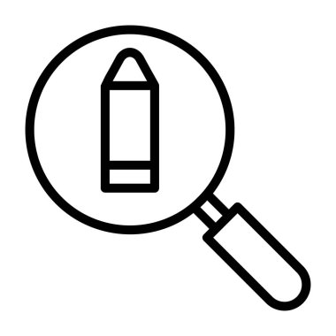 Silah mermileri büyüteç altında, kurşun analiz vektör tasarımının çizgi simgesi 