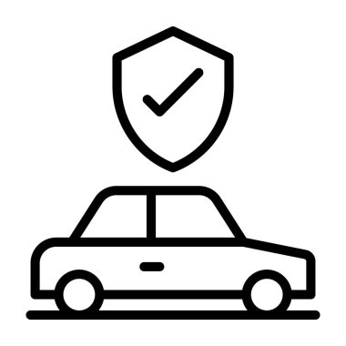 Satır vektör tasarımında araç güvenliği simgesi.