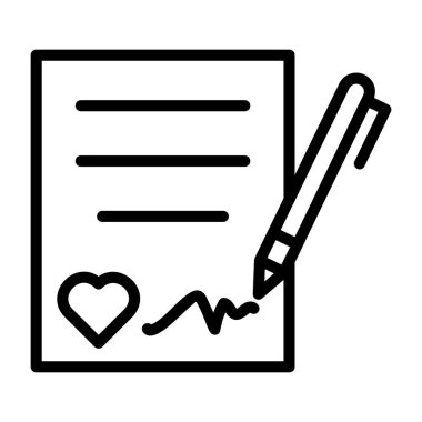 Evlilik sözleşmesi imzalama belgesi, evlilik sözleşmesi tasarımı simgesi 