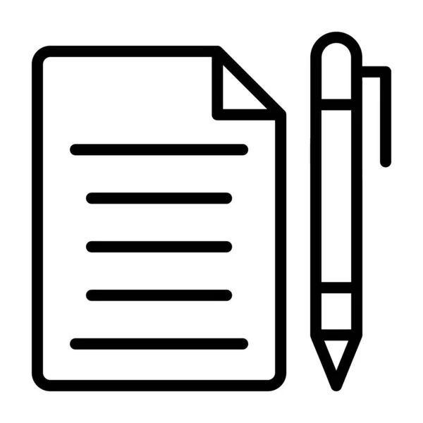Caneta Escrita Com Folha Documento Ícone Linha Vetor Escrita Documentos — Vetor de Stock