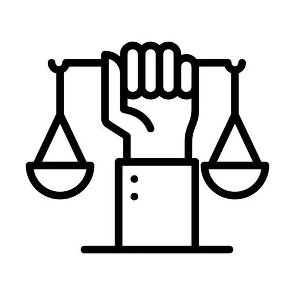 Hand Holding Justice Scale Justice Scale Vector Line Design — Stock Vector