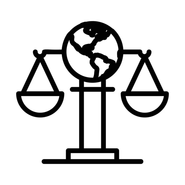 Símbolo Ley Mundial Icono Línea Diseño Vectores Justicia Global — Vector de stock
