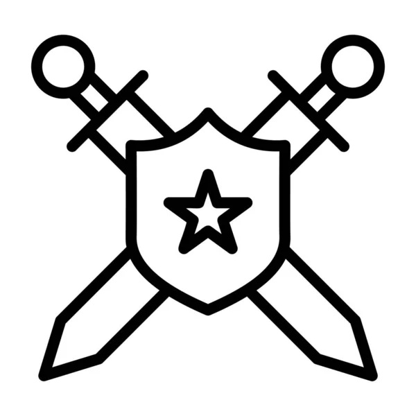 Police Star Shield Crossed Swords Safety Symbol Icon — Stock Vector