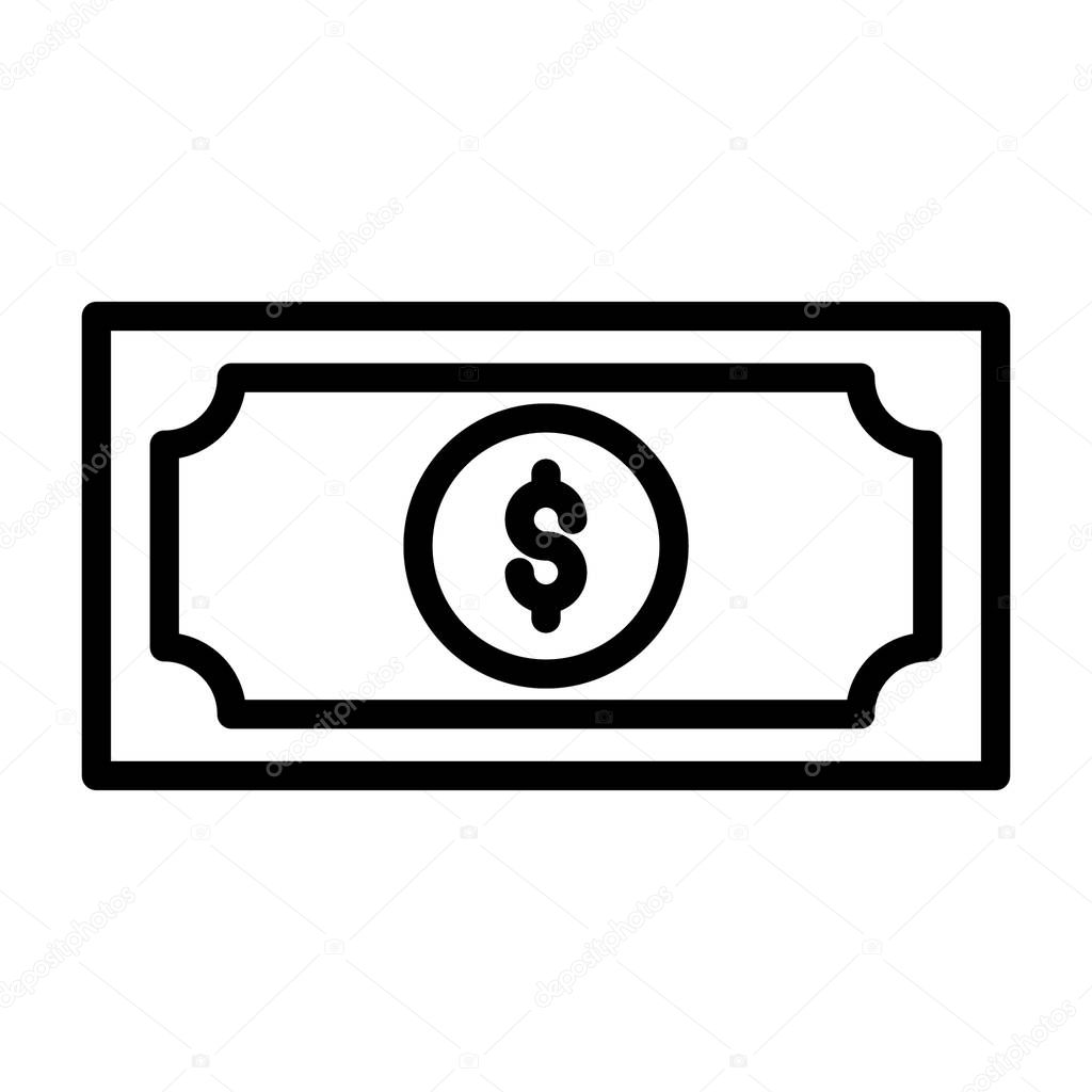 Capital banknotes, cash paper money line icon 