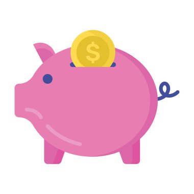 Finansal yatırım, domuzcuk tasarruf vektör biçiminin düz simgesi  