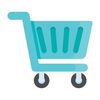 Alışveriş arabası vektör tasarımının düz simgesi, alışveriş el arabası  