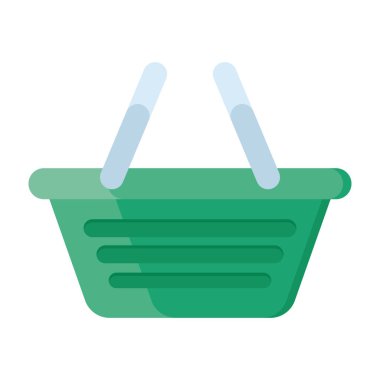 Alışveriş kovası, sepet simgesinin düz vektör tasarımı.