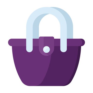 Alışveriş kovası, sepet simgesinin düz vektör tasarımı.