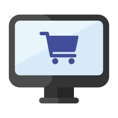 Online alışveriş simgesinin düz vektör tasarımı.