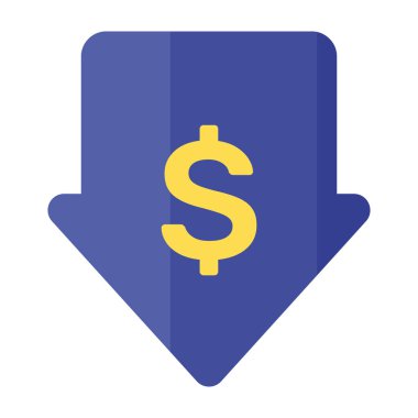 Düşük maliyetli ok, düşük fiyatlı vektör tasarımının düz simgesi 