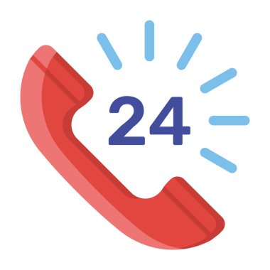 24 saat hizmet simgesinin düz vektör tasarımı.