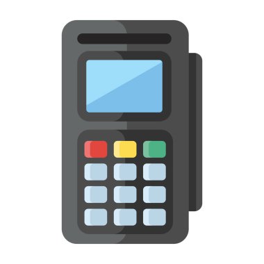 ATM kartı ile nakit, pos makinesinin düz vektör tasarımı 