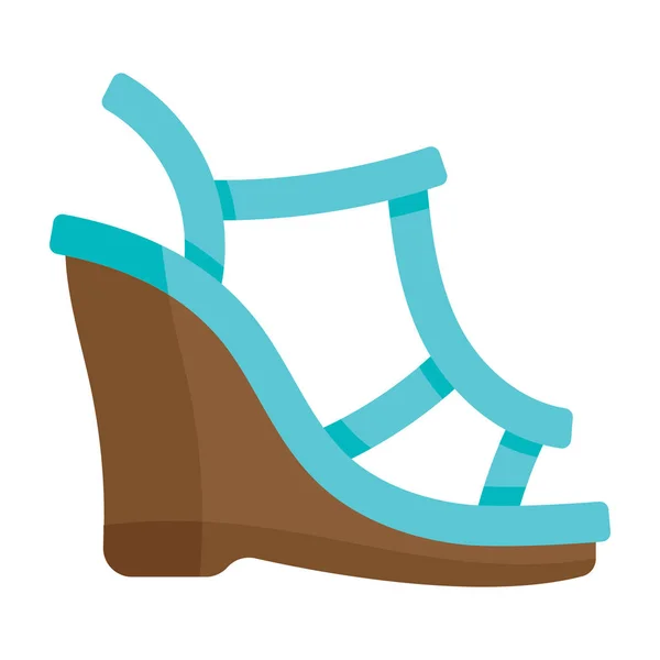 Elegante Mujer Cuña Talón Zapato Vector Icono Plano — Archivo Imágenes Vectoriales