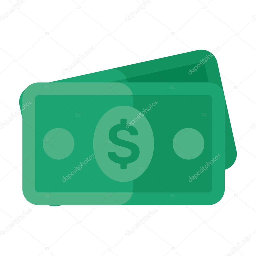 Capital banknotes, cash paper money flat icon 