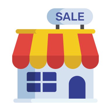 Alış veriş pazarı, satış mağazası mimarisinin ikonu. 