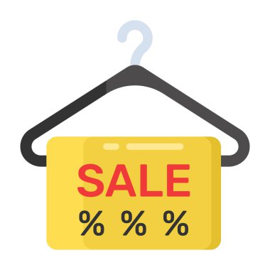 Düz vektör tasarımında satış etiketi simgesi, asılı etiket  