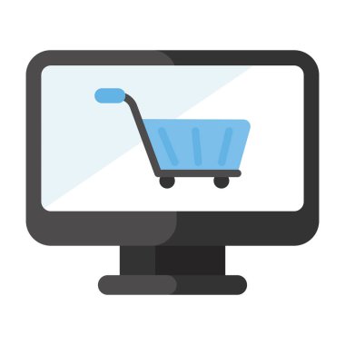 Online alışveriş simgesinin düz vektör tasarımı.