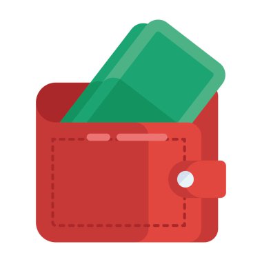 Para cüzdanının modaya uygun düz stil simgesi 