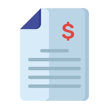 Finansal belge, banka kaydırma vektör tasarımının düz simgesi 