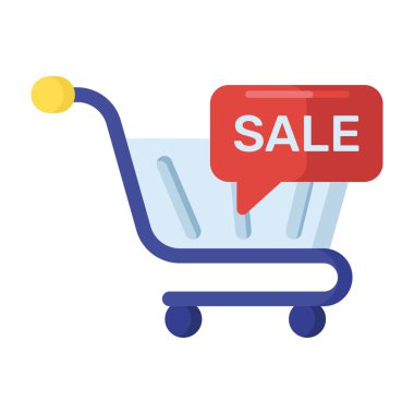 El arabasındaki satış etiketi, satıştaki düz simge vektör tasarımına bak 