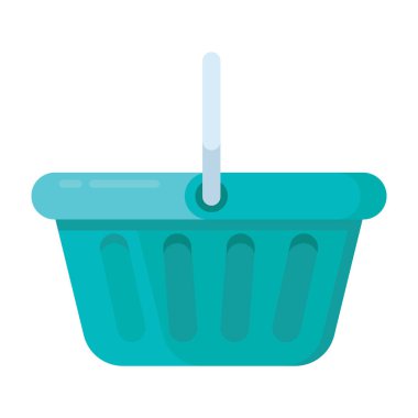 Alışveriş kovası, sepet simgesinin düz vektör tasarımı.