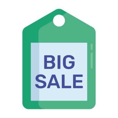 Büyük satış etiketi, düz vektör tasarımı etiket simgesi.