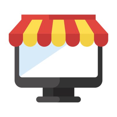 Online mağaza simgesinin düz vektör tasarımı.