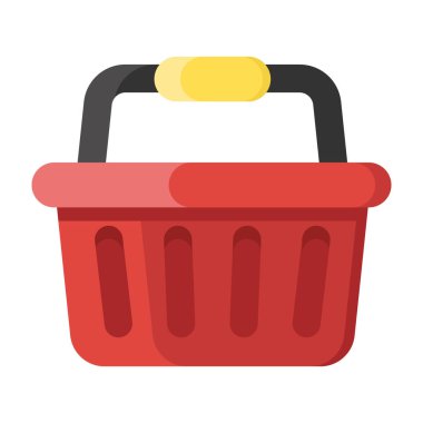 Alışveriş kovası, sepet simgesinin düz vektör tasarımı.