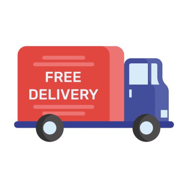 Lojistik nakliye hizmeti, düz yuvarlak ücretsiz dağıtım simgesi 