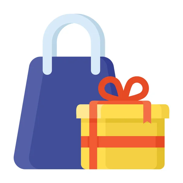 Shopping Handbag Wrapped Gift Icon Flat Vector Design — Stock Vector