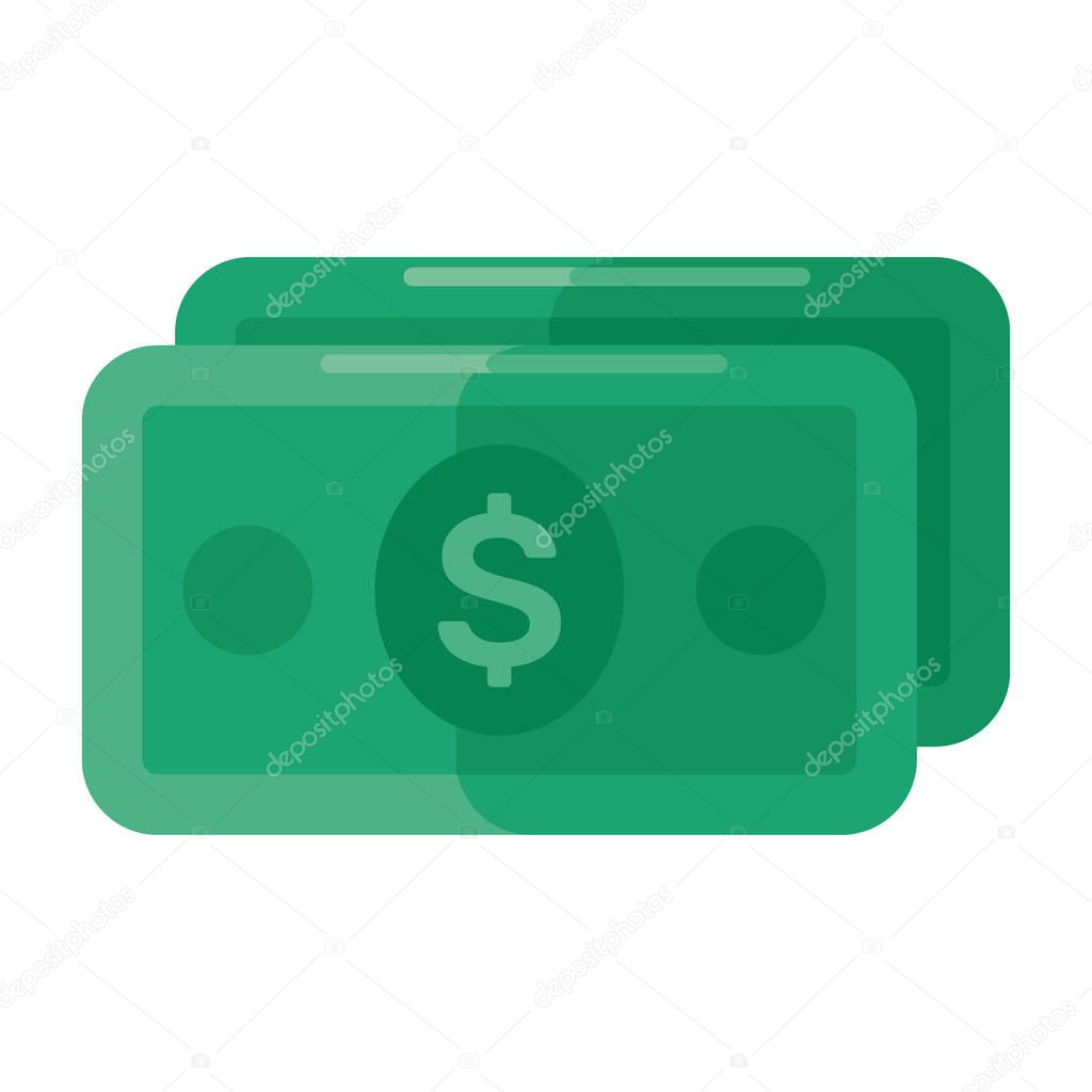 Capital banknotes, cash paper money flat icon 