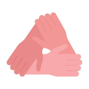 Eller bir araya geliyor, düz tasarımda takım işbirliği simgesi vektörü 