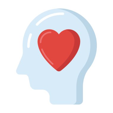 Tutkulu algılar, zihinsel sağlık ikonu düz yuvarlak tasarım