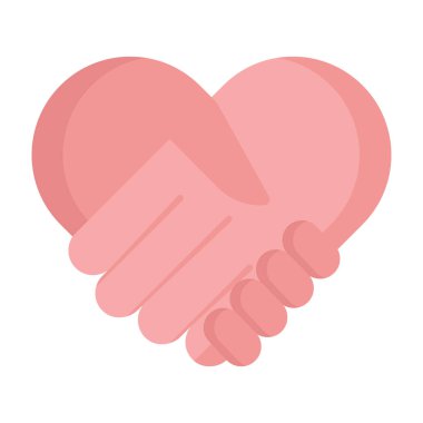 El sıkışma jesti, aşk tokalaşma vektör stilinin düz simgesi 