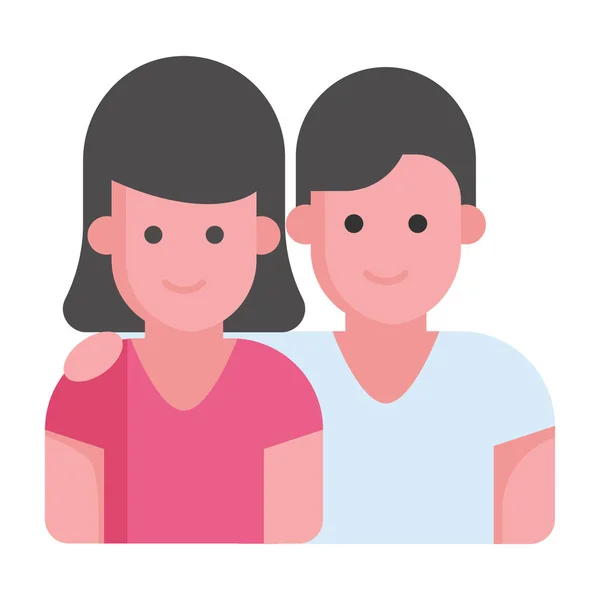Young Sister Brother Flat Icon Siblings Vector Style — Stock Vector