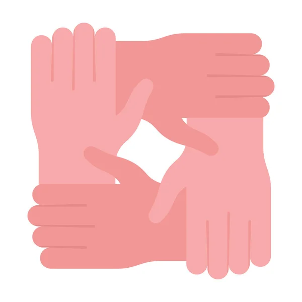 Hands Joining Together Team Collaboration Icon Vector Flat Design — Stock Vector