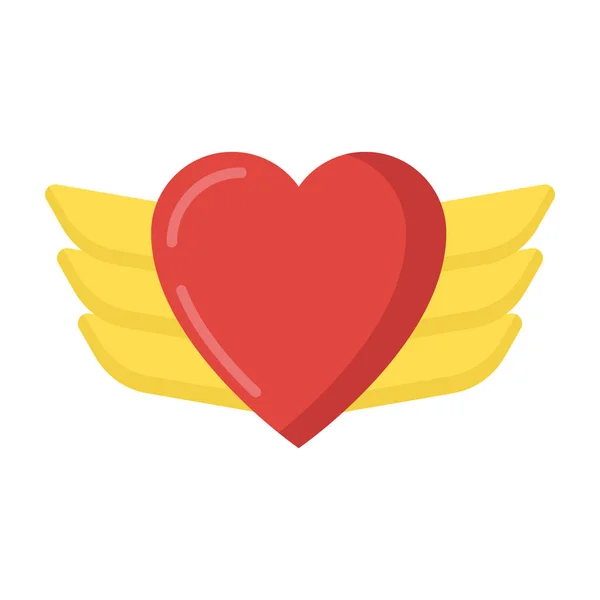 Valentine Aşk Kavramını Kaybetti Kalp Kanatları Vektör Tasarımının Düz Simgesi — Stok Vektör